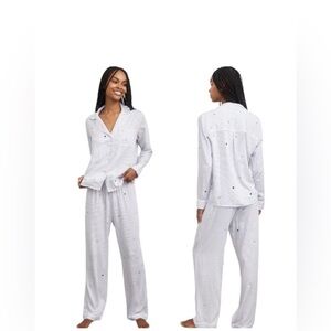 Rails Clara Pajama Set Robin Stripe Heart Embroidery